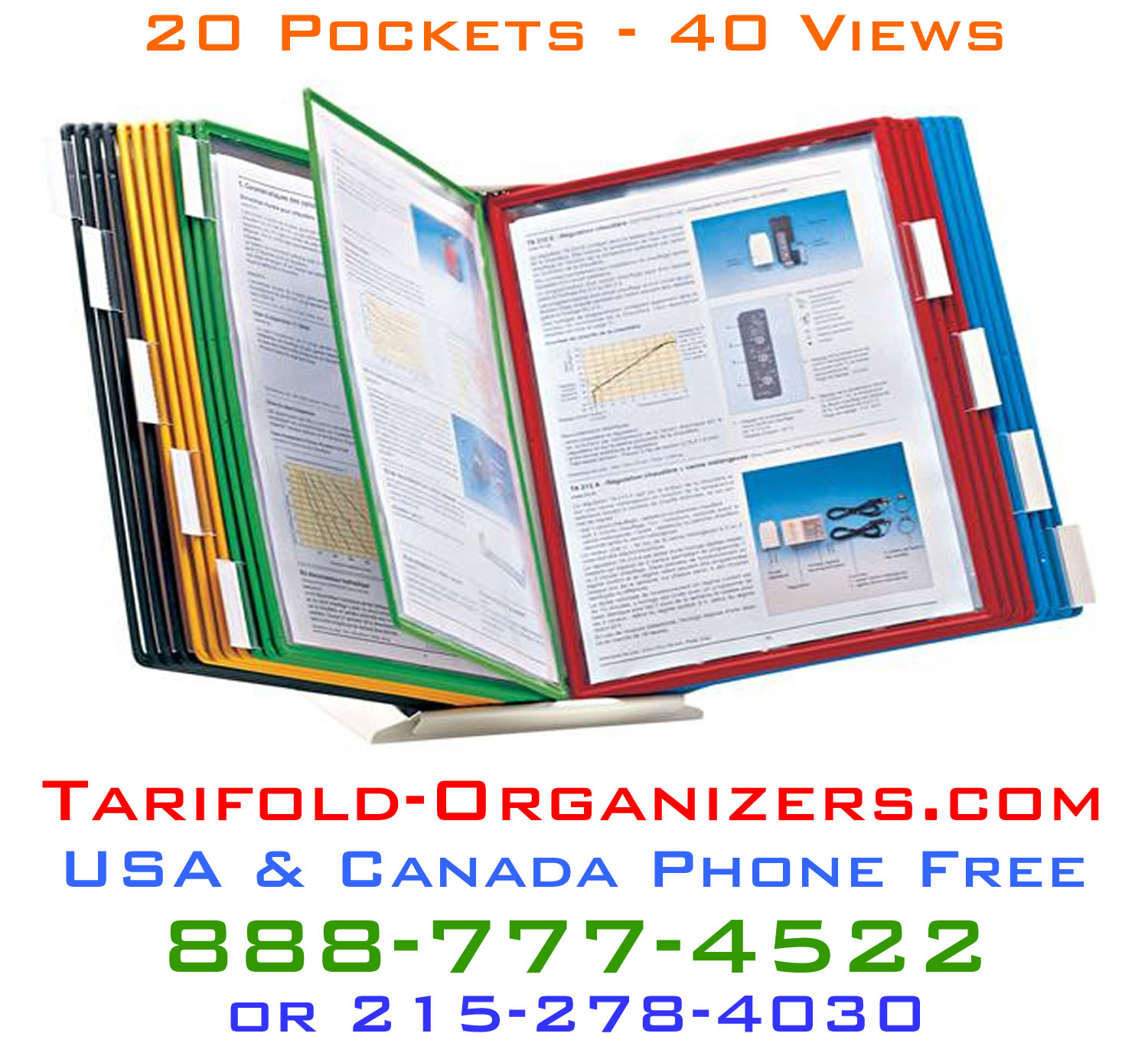 Tarifold desktop organizer for organizing visual graphs, charts and productivity assessments.