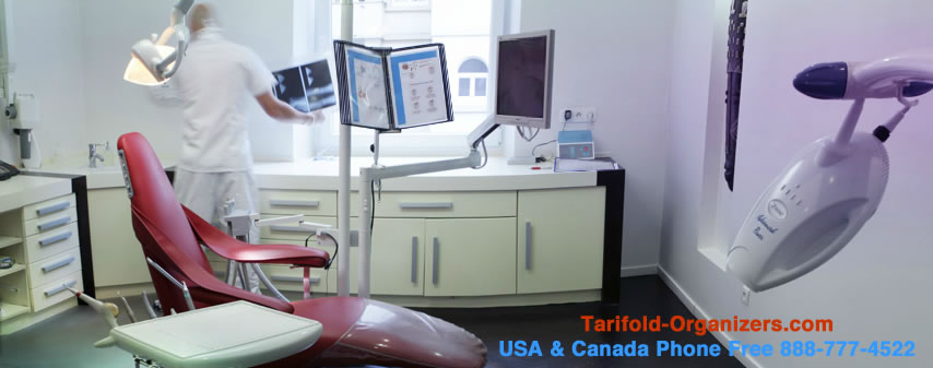 Tarifold organizers in use in dental offices in the USA and Canada.