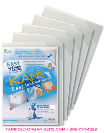 P194684 KANG easy load permanent adhesive pockets with corner closures.