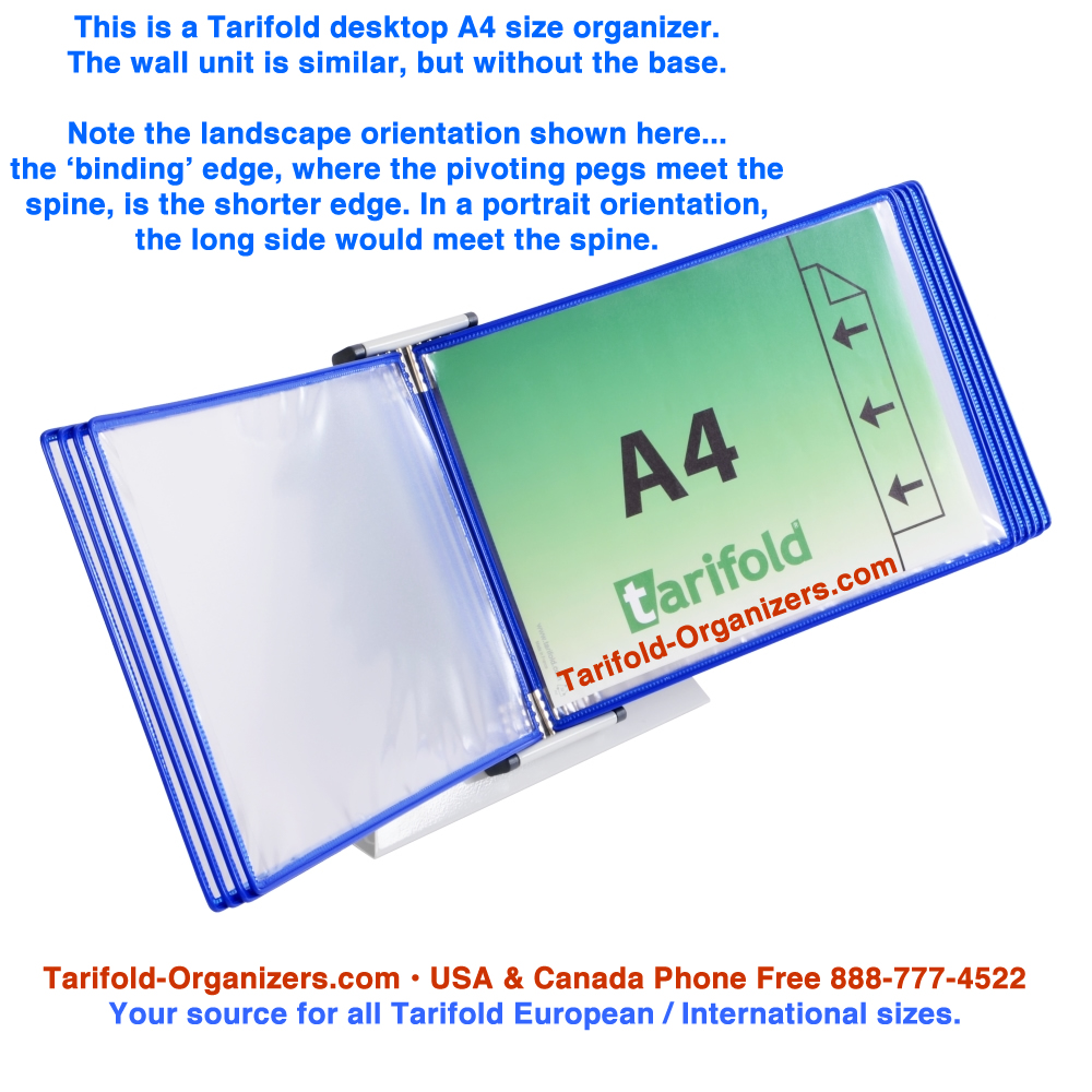 Tarifold European Size Organizers A3 A4 A5 portrait and landscape explained.