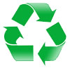 Green recycled symbol.